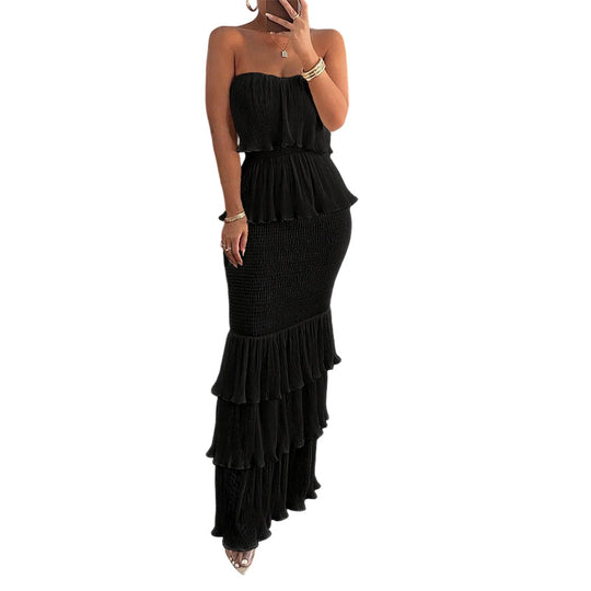 ⏳Time-Limited Special⏰Women’s Strapless Tiered Ruffle Smocked Dress