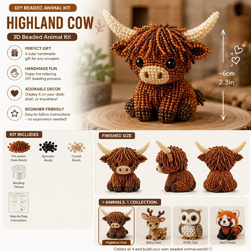 ⏳LIMITED OFFER 50%OFF🌞DIY Beaded Animal Kit 🐾✨ – All-in-One, Beginner Friendly, 3D Figures