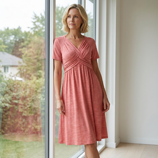 👗 Women’s V-Neck Short Sleeve Long Dress 🌸 Elegant Flowing Fit, Comfortable Fabric &amp; Effortless Everyday Style