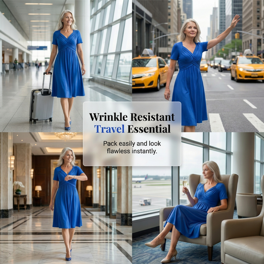👗 Women’s V-Neck Short Sleeve Long Dress 🌸 Elegant Flowing Fit, Comfortable Fabric &amp; Effortless Everyday Style