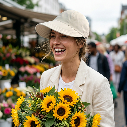 ✨Women’s UPF 50+ Elegant Foldable Sun Hat – Wide-Brim Cotton Bucket Hat with Neck Flap &amp; Adjustable Strap 🌞🇬🇧 | Packable, Breathable &amp; Beach-Ready