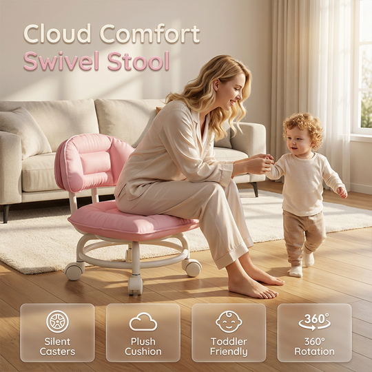 🪑 50% OFF NOW! ☁️ Low-Back Rolling Stool – Quiet Wheels &amp; Cloud-Like Comfort – Perfect for Childcare, Cleaning, and Relaxation 🏠