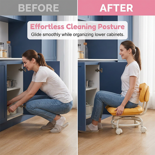🪑 50% OFF NOW! ☁️ Low-Back Rolling Stool – Quiet Wheels &amp; Cloud-Like Comfort – Perfect for Childcare, Cleaning, and Relaxation 🏠