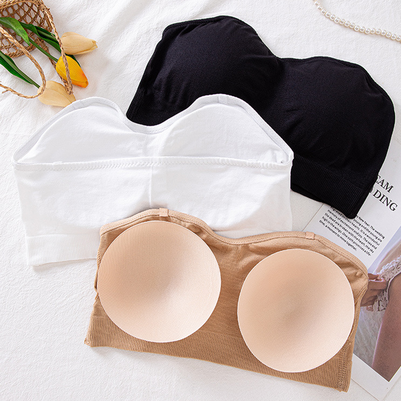 Women’s Wireless Bandeau Bra with Removable Straps