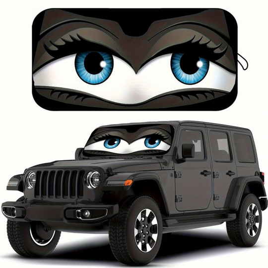 ⏳LIMITED OFFER 50%OFF🌞Fun Eye Car Sunshade 👀☀️ – UV Block, Aluminium Film, Foldable, 130×70cm