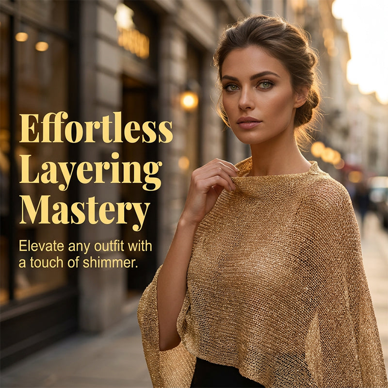 🏖️ Lightweight Hollow Out Poncho Shawl — Soft Knit Cover-Up for Beach &amp; Daily Wear