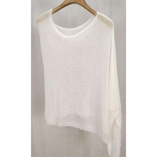 🏖️ Lightweight Hollow Out Poncho Shawl — Soft Knit Cover-Up for Beach &amp; Daily Wear