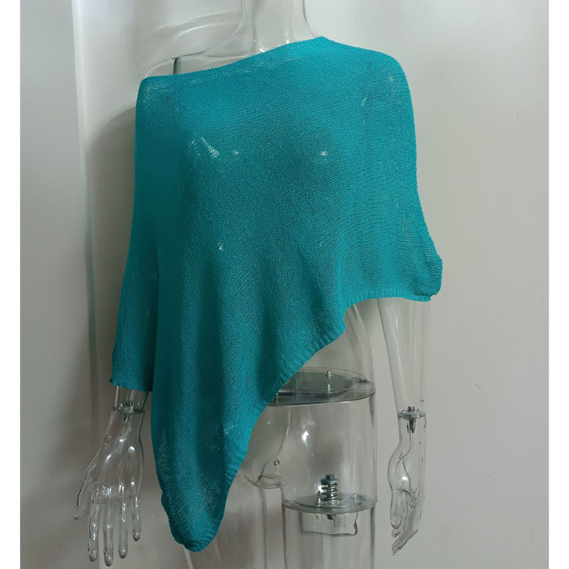 🏖️ Lightweight Hollow Out Poncho Shawl — Soft Knit Cover-Up for Beach &amp; Daily Wear