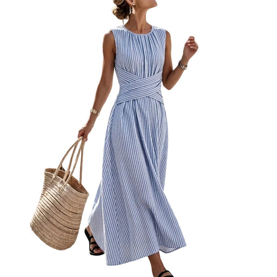 🎁New Arrivals 50% OFF💥Women Casual Striped Maxi Dress Sleeveless🎀👗