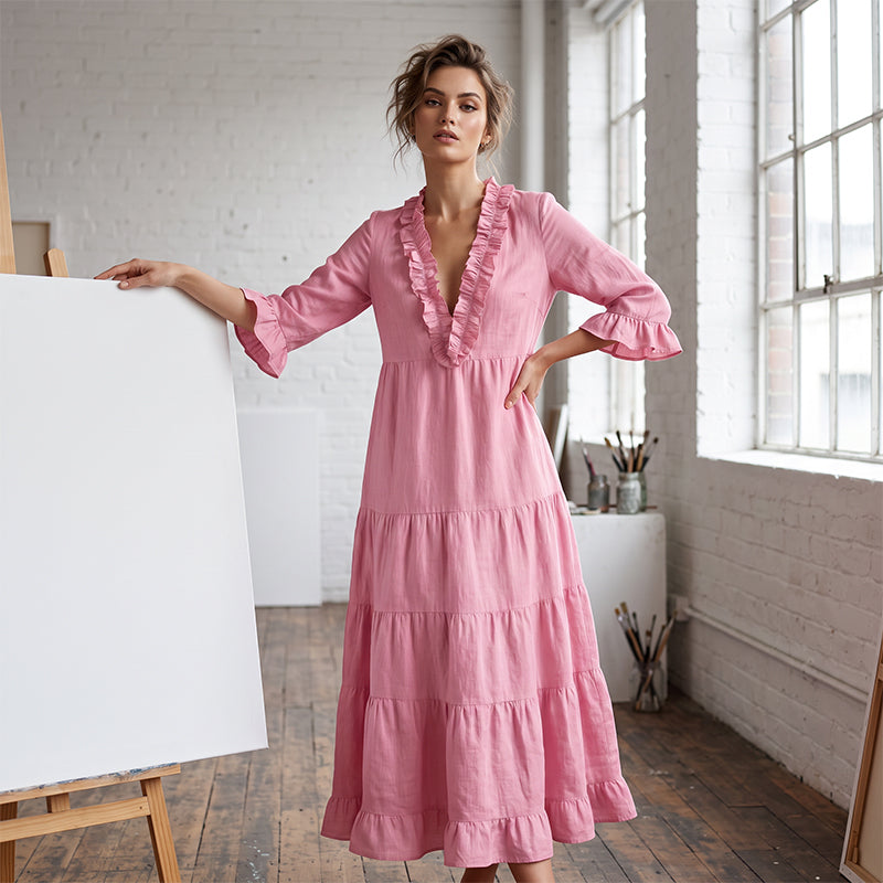 🎉 2026 Sale — Over 34,500 Sold ✨ Square Neck Swing Dress – Women Casual Outfit 🌼
