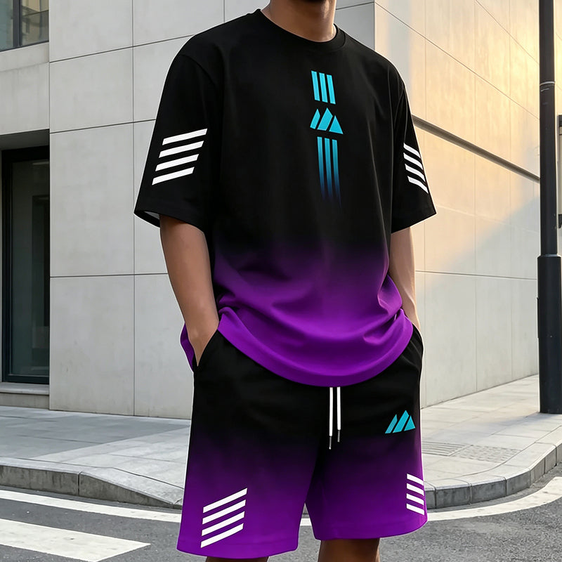 👕 50% OFF NOW! ☀️ Men’s Gradient T-Shirt & Shorts Set – Cool Drips, Zero Fuss 🩳
