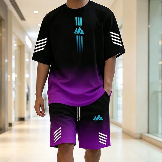 👕 50% OFF NOW! ☀️ Men’s Gradient T-Shirt &amp; Shorts Set – Cool Drips, Zero Fuss 🩳