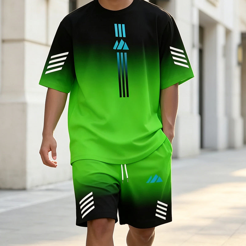 👕 50% OFF NOW! ☀️ Men’s Gradient T-Shirt &amp; Shorts Set – Cool Drips, Zero Fuss 🩳
