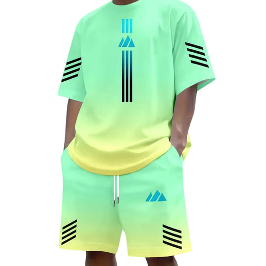 👕 50% OFF NOW! ☀️ Men’s Gradient T-Shirt &amp; Shorts Set – Cool Drips, Zero Fuss 🩳
