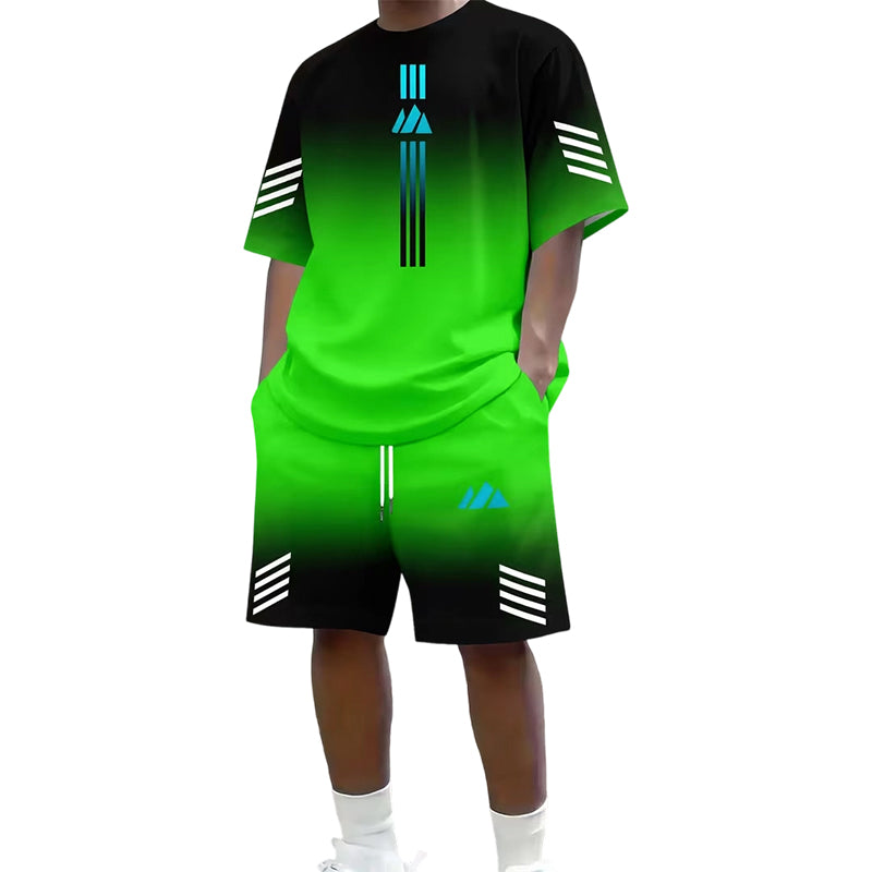 👕 50% OFF NOW! ☀️ Men’s Gradient T-Shirt &amp; Shorts Set – Cool Drips, Zero Fuss 🩳
