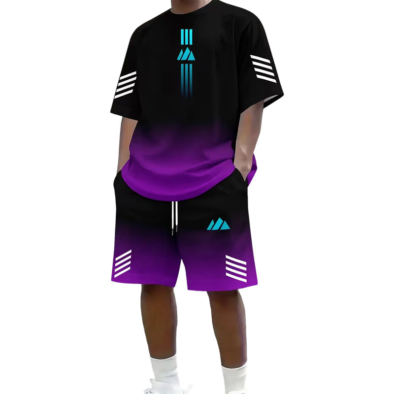 👕 50% OFF NOW! ☀️ Men’s Gradient T-Shirt &amp; Shorts Set – Cool Drips, Zero Fuss 🩳