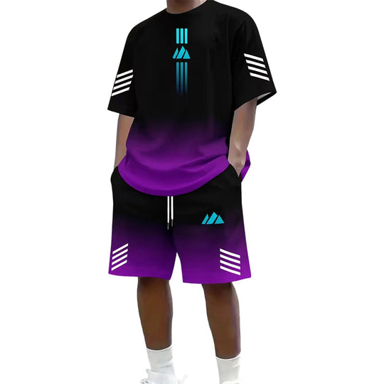 👕 50% OFF NOW! ☀️ Men’s Gradient T-Shirt &amp; Shorts Set – Cool Drips, Zero Fuss 🩳
