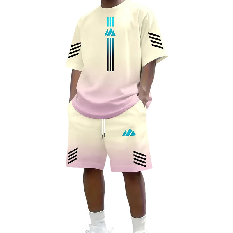 👕 50% OFF NOW! ☀️ Men’s Gradient T-Shirt &amp; Shorts Set – Cool Drips, Zero Fuss 🩳