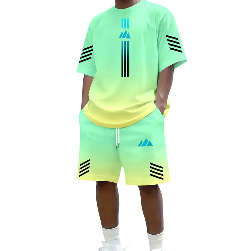 👕 50% OFF NOW! ☀️ Men’s Gradient T-Shirt &amp; Shorts Set – Cool Drips, Zero Fuss 🩳