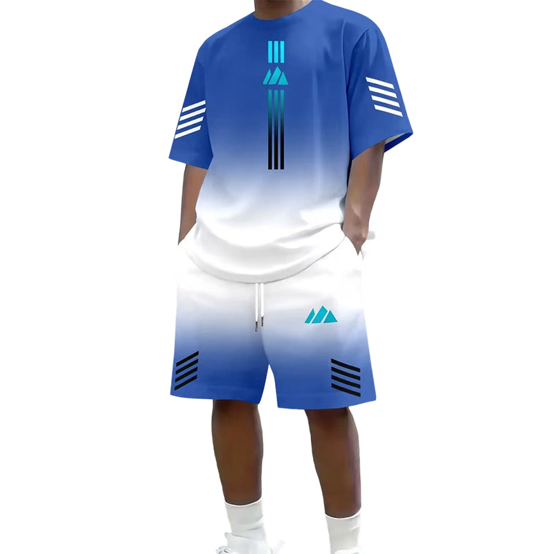 👕 50% OFF NOW! ☀️ Men’s Gradient T-Shirt &amp; Shorts Set – Cool Drips, Zero Fuss 🩳
