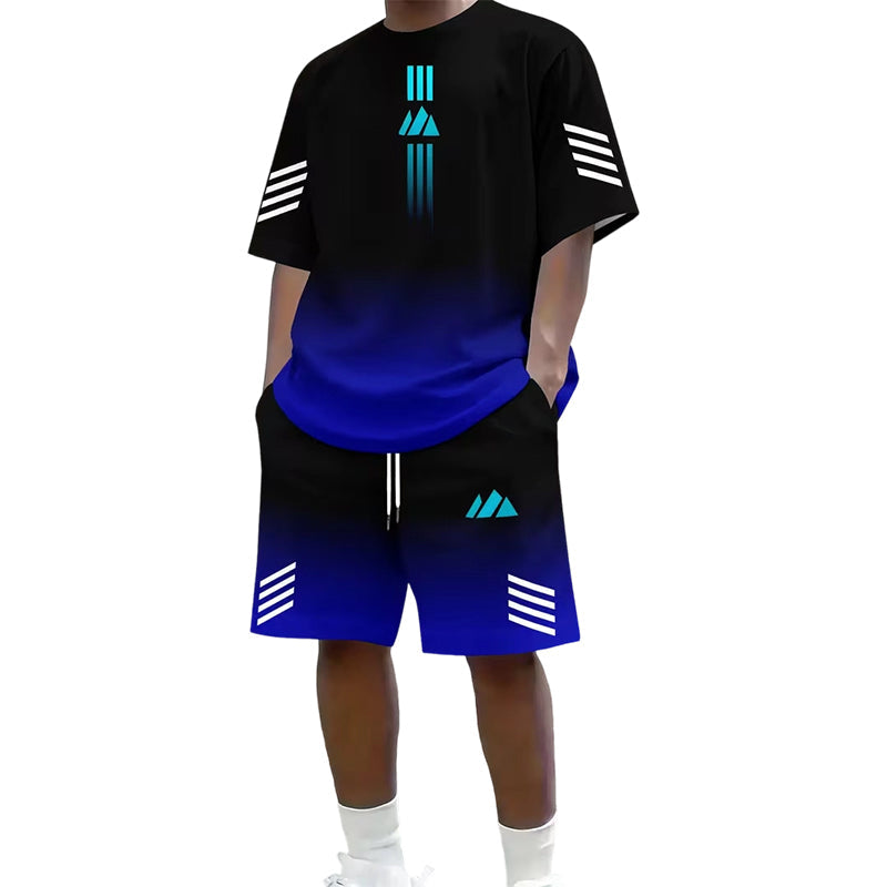 👕 50% OFF NOW! ☀️ Men’s Gradient T-Shirt &amp; Shorts Set – Cool Drips, Zero Fuss 🩳