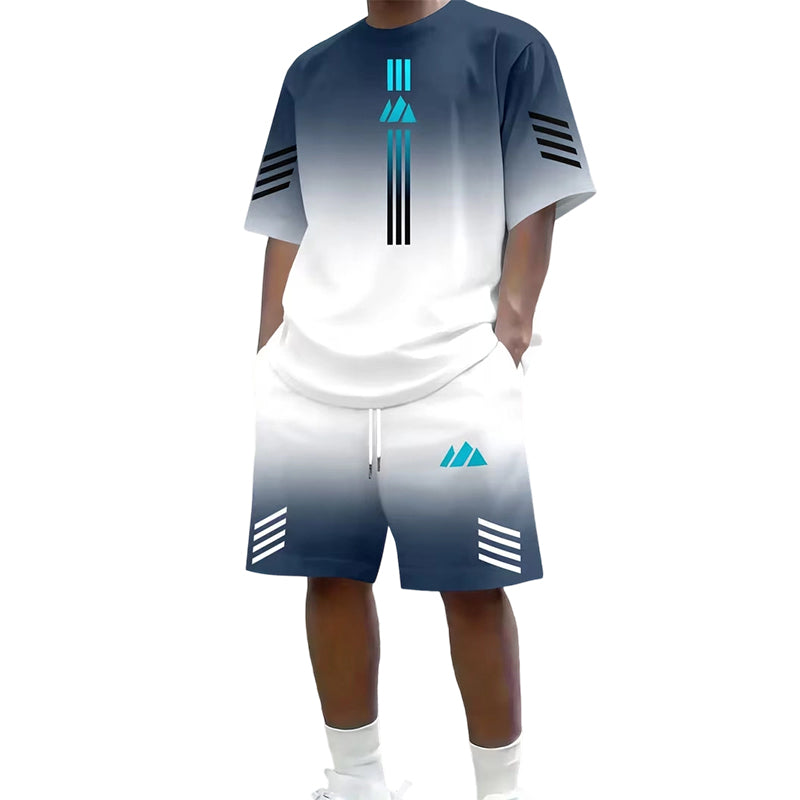 👕 50% OFF NOW! ☀️ Men’s Gradient T-Shirt &amp; Shorts Set – Cool Drips, Zero Fuss 🩳