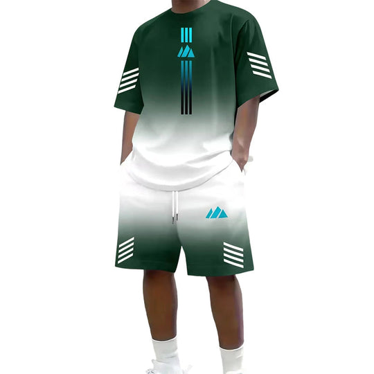 👕 50% OFF NOW! ☀️ Men’s Gradient T-Shirt &amp; Shorts Set – Cool Drips, Zero Fuss 🩳