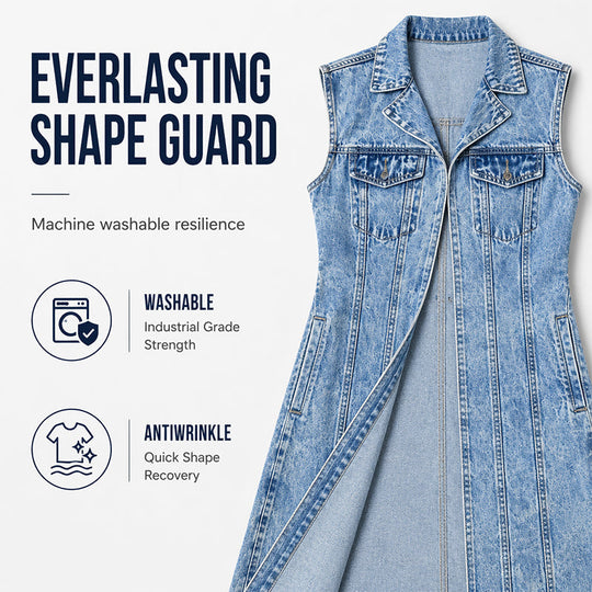 🎉50% OFF! 🧥Women Sleeveless High Slit Denim Vest Dress – Patchwork Longline Jean Waistcoat ✨