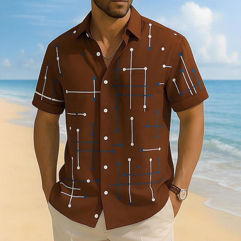 🎉 2026 Sale — Over 36,200 Sold!💞 Men’s Geometric Print Relaxed‑Fit Button‑Down Shirt