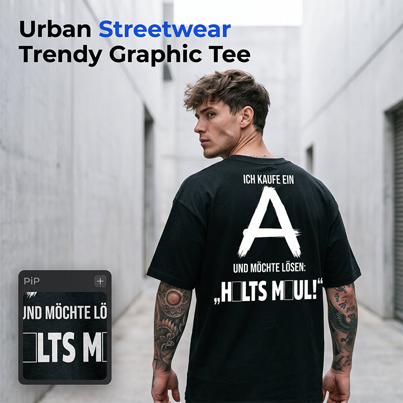Men’s Short-Sleeved T-Shirt with Back Lettering Print