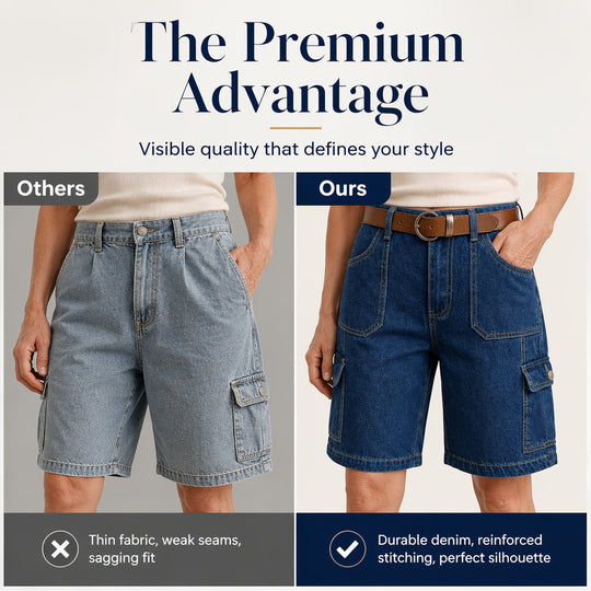 Women’s Loose Fit Denim Cargo Shorts