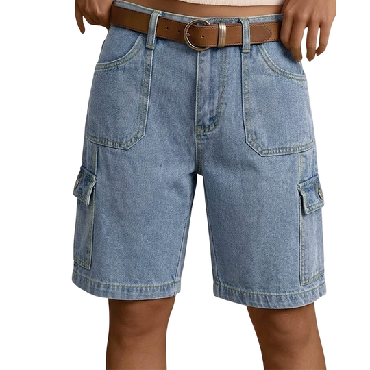 Women’s Loose Fit Denim Cargo Shorts