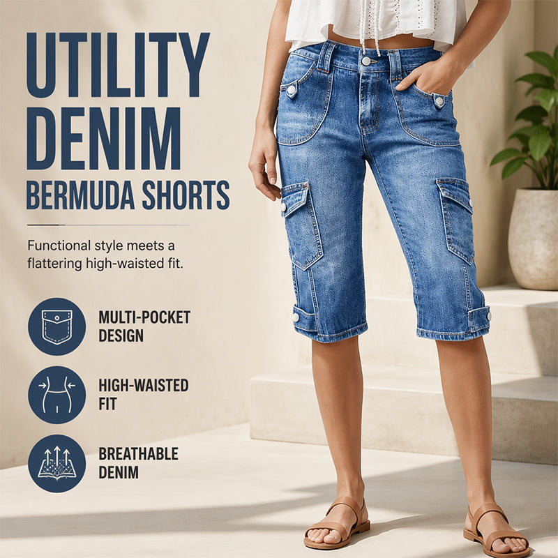 Limited time⌛ Classic denim Bermuda shorts with pocket details – flattering high waist for a modern silhouette