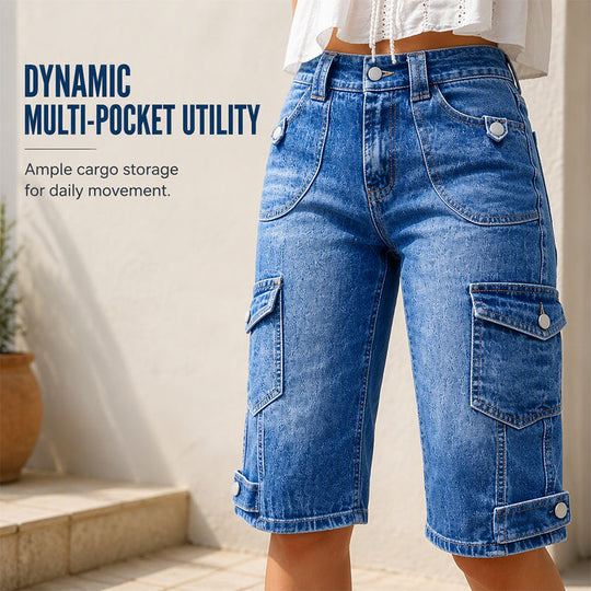 Limited time⌛ Classic denim Bermuda shorts with pocket details – flattering high waist for a modern silhouette