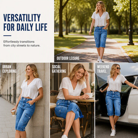 Limited time⌛ Classic denim Bermuda shorts with pocket details – flattering high waist for a modern silhouette