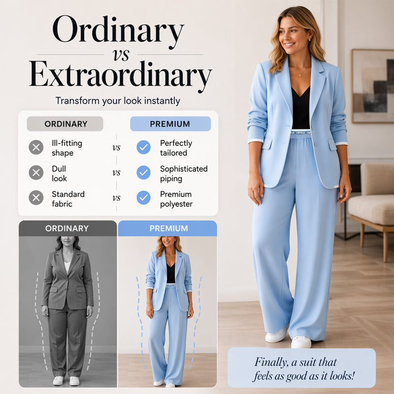 ✨🛍️Fresh Drop - Blazer &amp; Wide-Leg Pant Suit – Clean Lines &amp; Breezy Comfort for Confident All-Day Wear