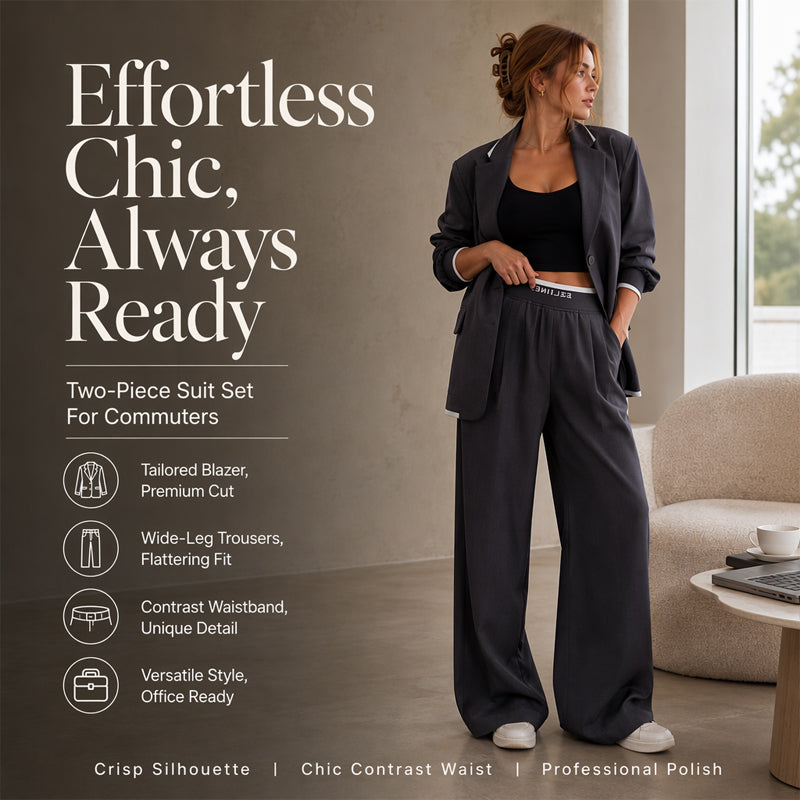 ✨🛍️Fresh Drop - Blazer &amp; Wide-Leg Pant Suit – Clean Lines &amp; Breezy Comfort for Confident All-Day Wear