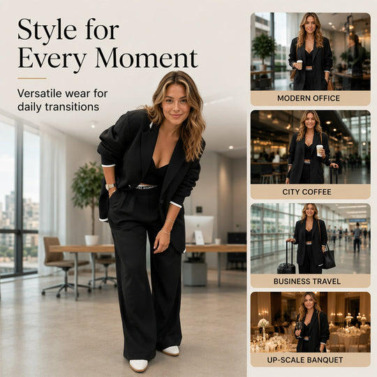 ✨🛍️Fresh Drop - Blazer &amp; Wide-Leg Pant Suit – Clean Lines &amp; Breezy Comfort for Confident All-Day Wear