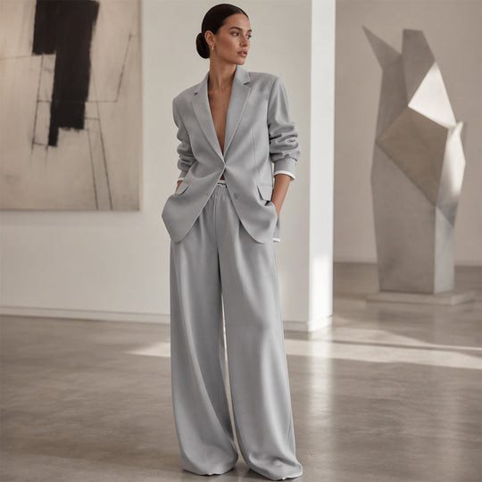 ✨🛍️Fresh Drop - Blazer &amp; Wide-Leg Pant Suit – Clean Lines &amp; Breezy Comfort for Confident All-Day Wear