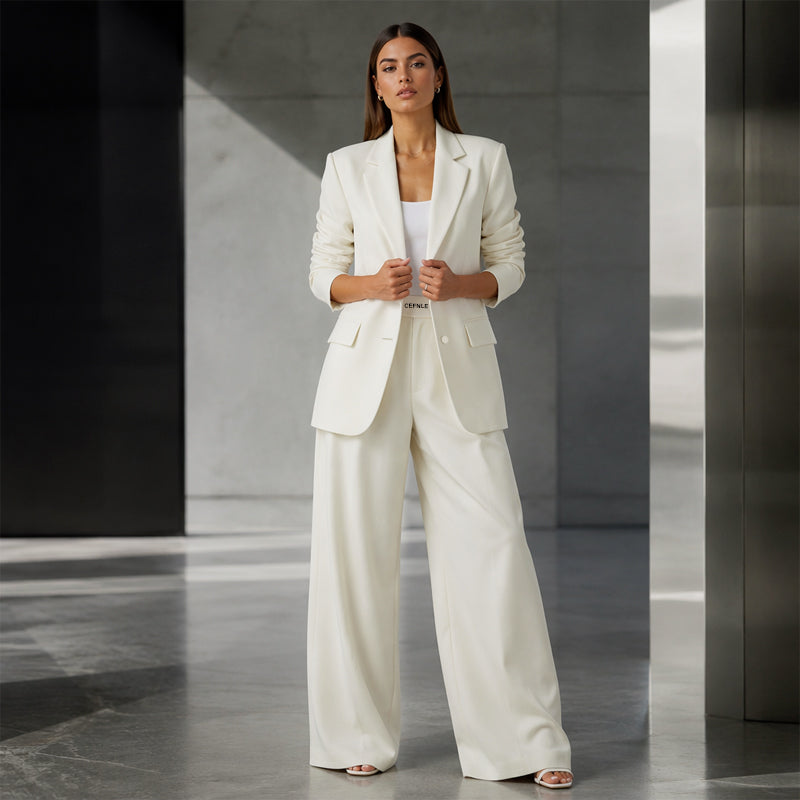 ✨🛍️Fresh Drop - Blazer &amp; Wide-Leg Pant Suit – Clean Lines &amp; Breezy Comfort for Confident All-Day Wear
