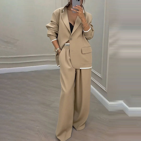 ✨🛍️Fresh Drop - Blazer &amp; Wide-Leg Pant Suit – Clean Lines &amp; Breezy Comfort for Confident All-Day Wear