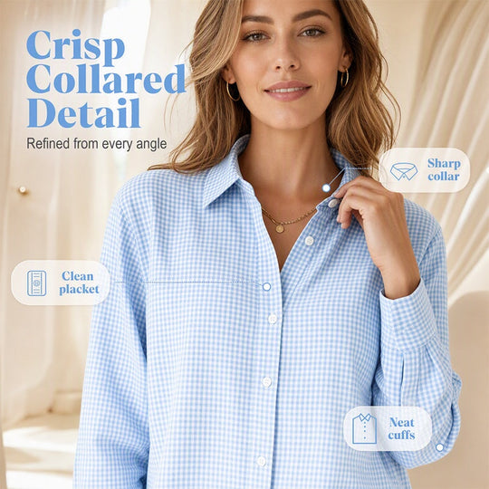 ✨🛍️Fresh Drop - Relaxed Fit Plaid Button-Up – Modern Collared Style for Casual Outings &amp; Coffee Runs