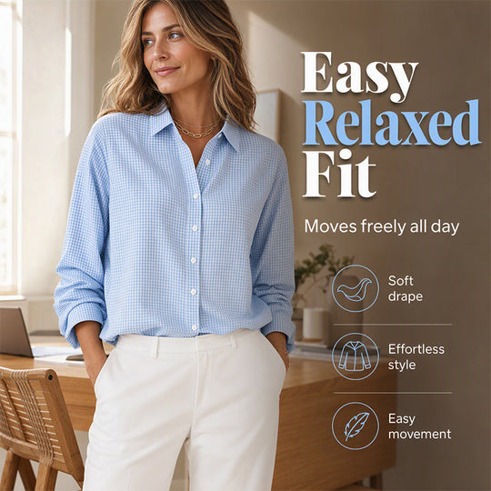 ✨🛍️Fresh Drop - Relaxed Fit Plaid Button-Up – Modern Collared Style for Casual Outings &amp; Coffee Runs