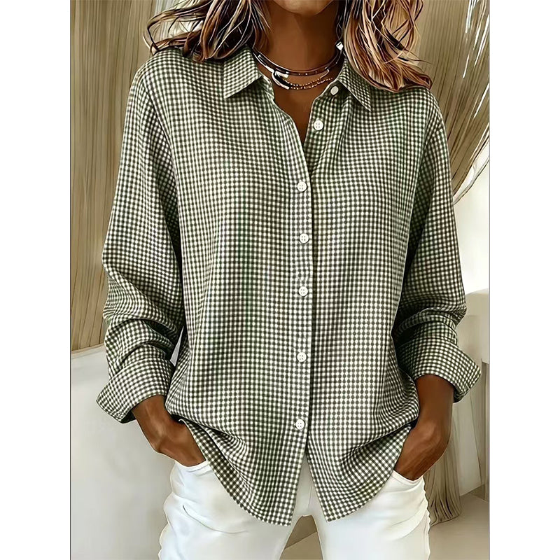 ✨🛍️Fresh Drop - Relaxed Fit Plaid Button-Up – Modern Collared Style for Casual Outings &amp; Coffee Runs