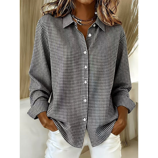 ✨🛍️Fresh Drop - Relaxed Fit Plaid Button-Up – Modern Collared Style for Casual Outings &amp; Coffee Runs