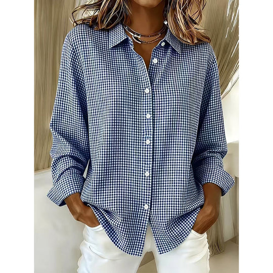 ✨🛍️Fresh Drop - Relaxed Fit Plaid Button-Up – Modern Collared Style for Casual Outings &amp; Coffee Runs