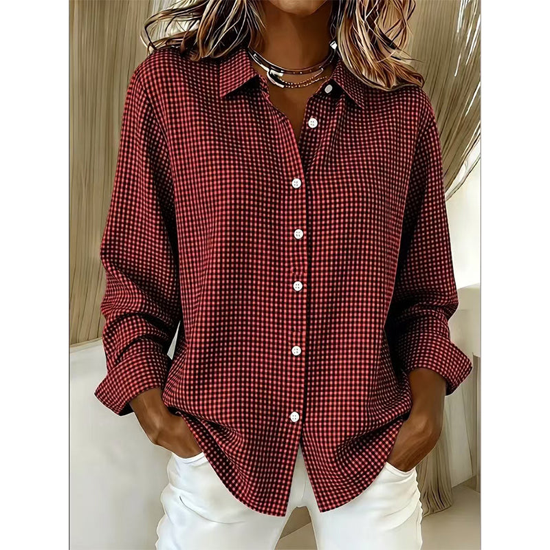 ✨🛍️Fresh Drop - Relaxed Fit Plaid Button-Up – Modern Collared Style for Casual Outings &amp; Coffee Runs