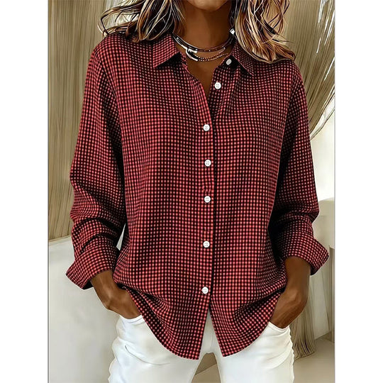 ✨🛍️Fresh Drop - Relaxed Fit Plaid Button-Up – Modern Collared Style for Casual Outings &amp; Coffee Runs