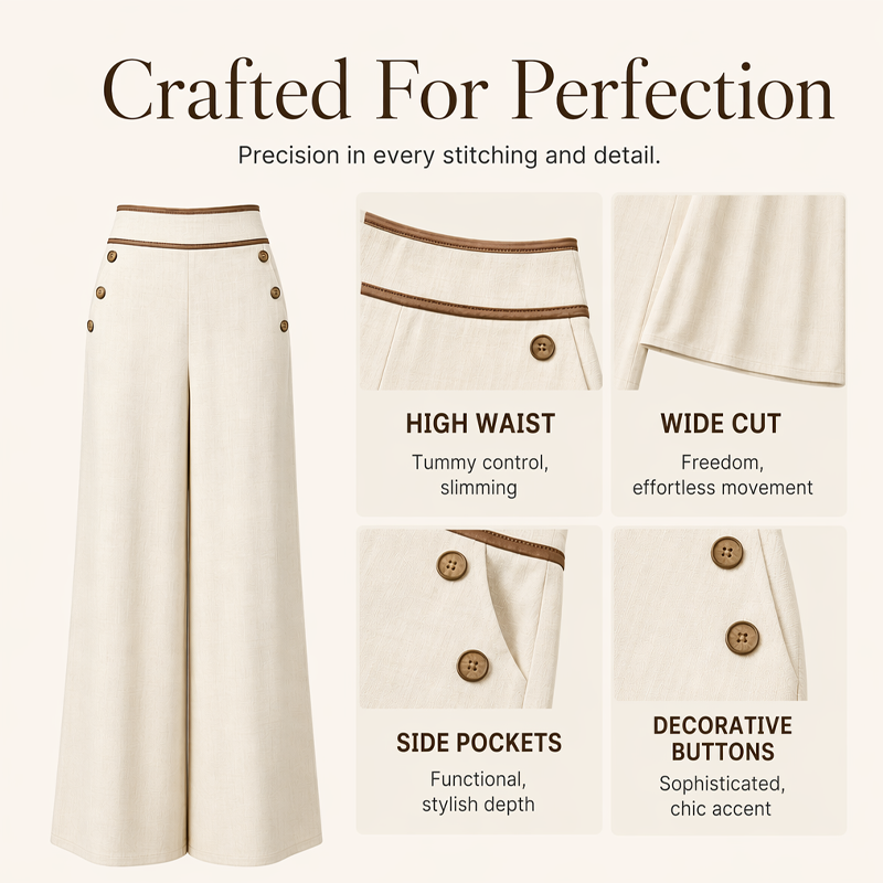 ⌛Limited-Time Offer🛍️Women's High-Waisted, Highly Stretchy Wide-Leg Pants with Contrast-Color Piping