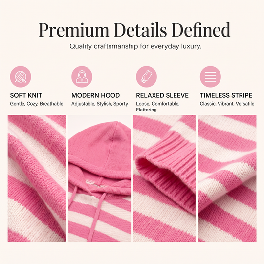 ✨🛍️Fresh Drop - Casual Hooded Pullover with Stripes – Easy Style for Coffee Runs or Relaxed Days